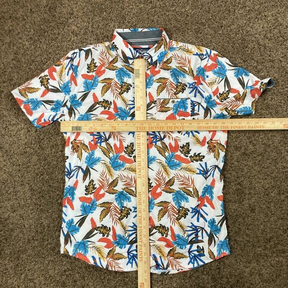 Craft + Flow Voyage Color Fall Leaves SS Button Mens Size M - Picture 3 of 7